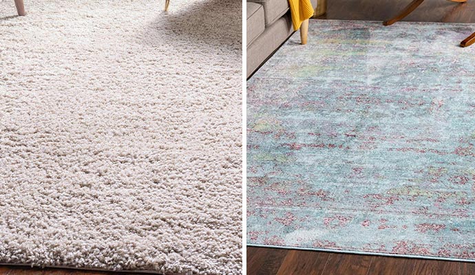 Collage of high pile and low pile rug