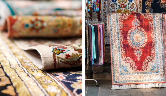 Collage of different type rugs