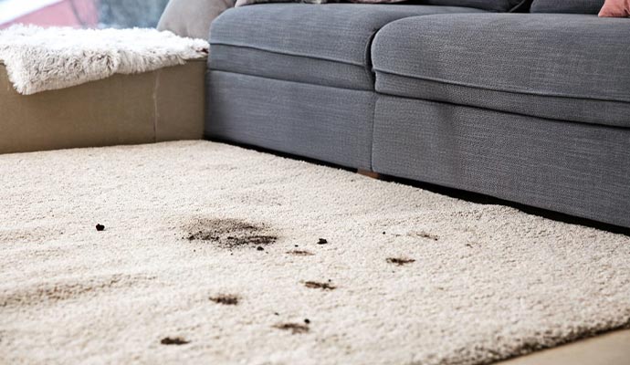 Visible pet stain on a rug